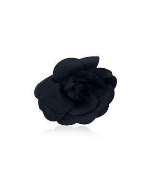 CHANEL Spilla Vintage in Seta Col. Nero Camelia