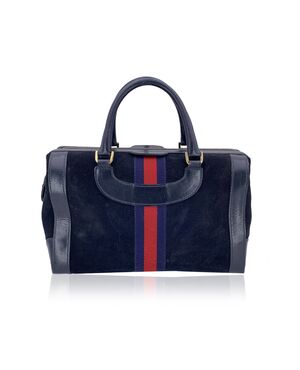 GUCCI Borsa a Mano Vintage in Camoscio Col. Blu Boston M