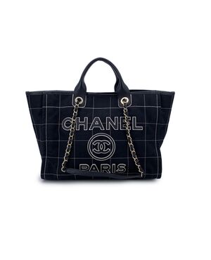 CHANEL Borsa Shopper in Cotone Col. Nero Deauville L