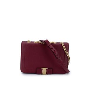 SALVATORE FERRAGAMO Borsa a Tracolla in Pelle Col. Bordeaux Vara M