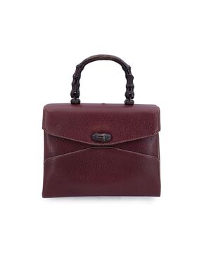 GUCCI Borsa a Mano Vintage in Pelle Col. Bordeaux Bamboo Top Handle M