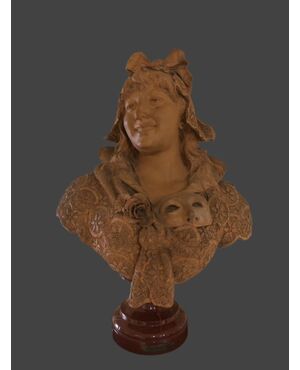 Terracotta sculpture signed "DOM.VAN DEN BOSSCHE"