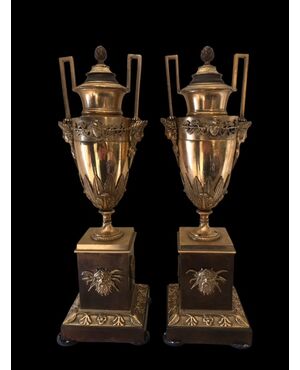 PAIR OF GILT BRONZE VASES