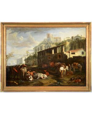 View of Rome near the Palatine Hill, Pieter van Bloemen (Antwerp 1674-1720)