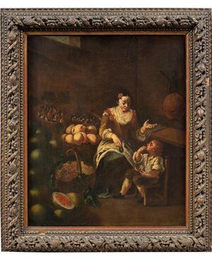 Pittore italiano (XVIII sec.) - La venditrice di frutta.