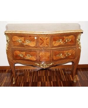 Antique French Louis XV style commode from the 1800s in rosewood and violet wood