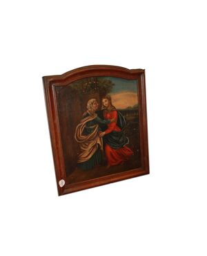 Olio si tela francese di fine 1700 Raffigurante Madonna con Sant'Anna