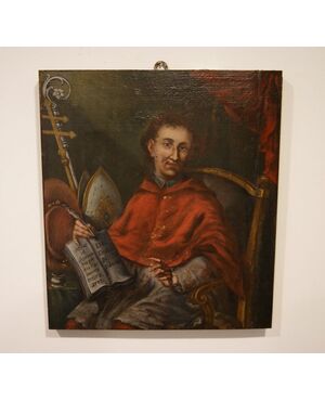 Antique French oil on board from the 1800s depicting the Pope wearing the Tabarro
