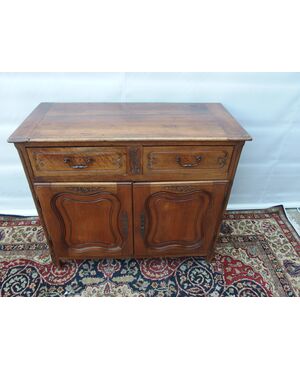 SMALL TWO-DOOR SOLID WALNUT SIDEBOARD, 19th CENTURY FRANCE cm L115xW51xH99