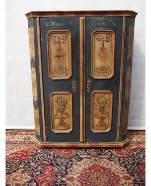 LACQUERED TWO-DOOR CABINET-CUPBOARD EARLY 1800S TYROLEAN ORIGIN cm L115xP45xH159