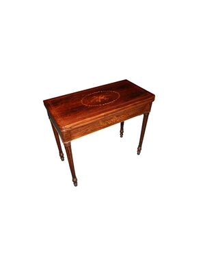 Tavolino francese della prima metà del 1800 stile Carlo X in legno di palissandro con intarsi