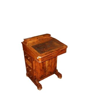 English Davenport writing desk from the 1800s with Victorian inlays