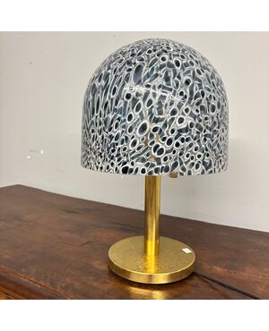 Vintage Murano Vistosi lamp from the 70s. Murrine glass and brass structure. Dimensions: H 50 cm, diameter 32 cm.