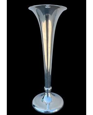 Silver 'trumpet' vase with round base, everted mouth and tapered body. Germany.