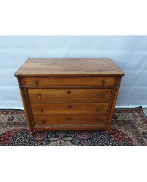 LOUIS PHILIPPE WALNUT CHEST OF DRAWERS, 19TH CENTURY, PIEDMONT - cm W 117xD55xH101