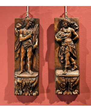 Bas-reliefs 'Allegory of Spring and Autumn', 17th-century Flemish sculptor