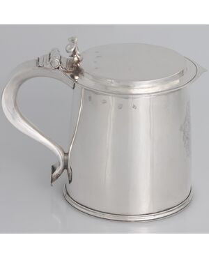 Charles II Sterling Silver Tankard, Silversmith AL, London, 1676