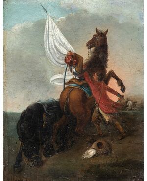 Francesco Casanova (Londra 1727 – Mödling 1803) attribuito a - Scena di battaglia a cavallo.