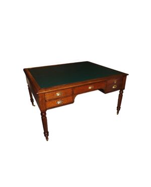Grande scrivania Partners Desk francese di fine 1800