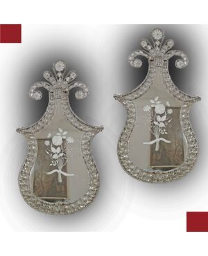PAIR OF NEOCLASSICAL MIRRORS WITH CRYSTALS, LATE 18TH CENTURY