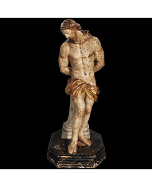 Christ at the column, polychrome poplar wood, Northern Italy, 17th-18th century