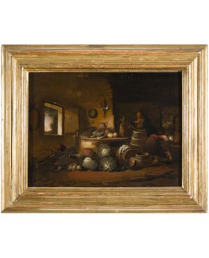 David Teniers the Younger (Antwerp 1610 - Brussels 1690) (in the manner of), "Kitchen interior with figures"