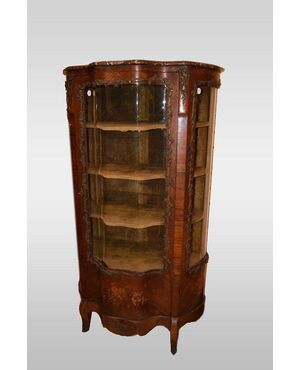 Vetrinetta francese stile Luigi XV del 1800 Vernis Martin con piano in marmo