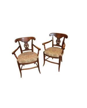 Gruppo di 4 poltrone rustiche francesi di fine 1800 in legno di noce