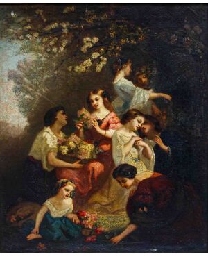 Donne che colgono fiori