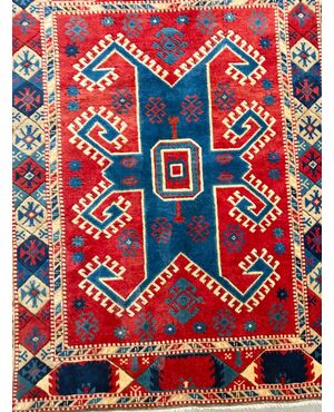 Antique Turkish rug, 19th century, wool with geometric patterns, 170x130cm