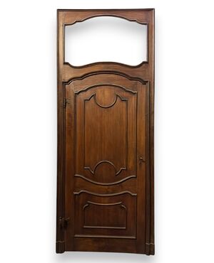 PTI763 - Antique walnut door, with frame, 18th century, opening dimensions cm W 100 x H 221