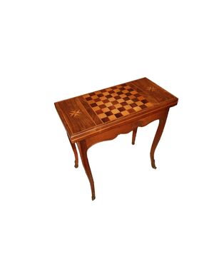 Tavolino da gioco francese Stile Luigi XV in legno di noce 1800