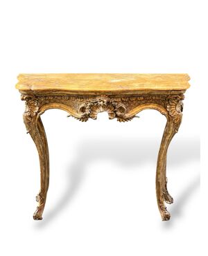 Console rocaille in legno intagliato e dorato