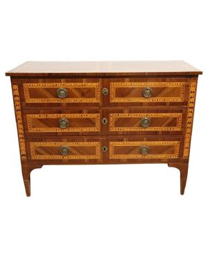Antique Louis XVI chest of drawers, refined inlay, restored, NEGOTIABLE PRICE