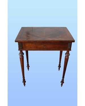 Toilette francese del 1800 stile Luigi XVI in palissandro con intarsio in ottone