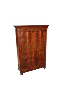 French Empire style secretaire in mahogany and mahogany feather, 19th century