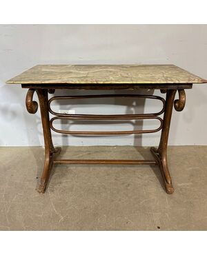 Antico tavolo Thonet art decò 1940 legno faggio curvato e onice. Mis 106 x 61 . h 79