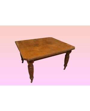 Victorian style extendable square table, English, 1800s, walnut wood