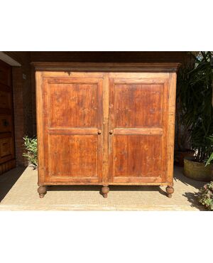 Antique large pantry/larder, 19th century, fir, rustic natural finish. Dimensions: 200 x 50 cm, height 195 cm