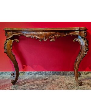 Venetian console table in walnut wood