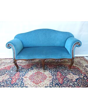 LOUIS XV STYLE TWO-SEATER SOFA LATE 18TH CENTURY FROM PIEDMONT cm L 174xW60xH93