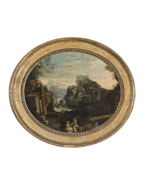 Anonymous 18th century, "Landscape with two figures"