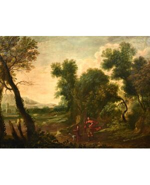 Wooded landscape with the Archangel Raphael and Tobias