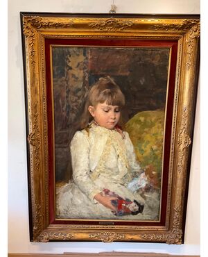 Carlo Cressini. Girl with dolls.