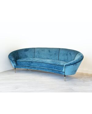 Curved velvet sofa - 1950