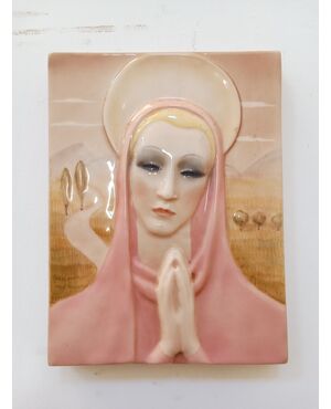 Ceramic bas-relief Madonna in prayer - Essevi - 50s/60s - perfect