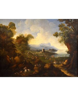 Coastal landscape, attributed to Pandolfo Reschi called Monsù Pandolfo (Gdansk 1643 - Florence 1699)