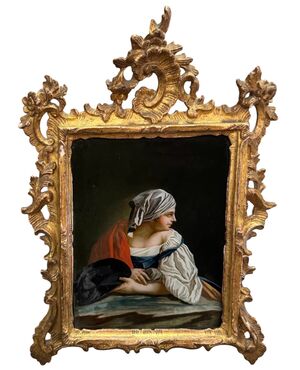 DIPINTO SU VETRO “FIGURA FEMMINILE” – VENEZIA SECOLO XVIII