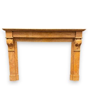 CHM892 - Antique fireplace in Siena Yellow marble, 19th century, dimensions cm L 146 x H 103 x D 3