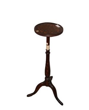 Early 1800s Dutch plant stand or high table, richly inlaid in mahogany.